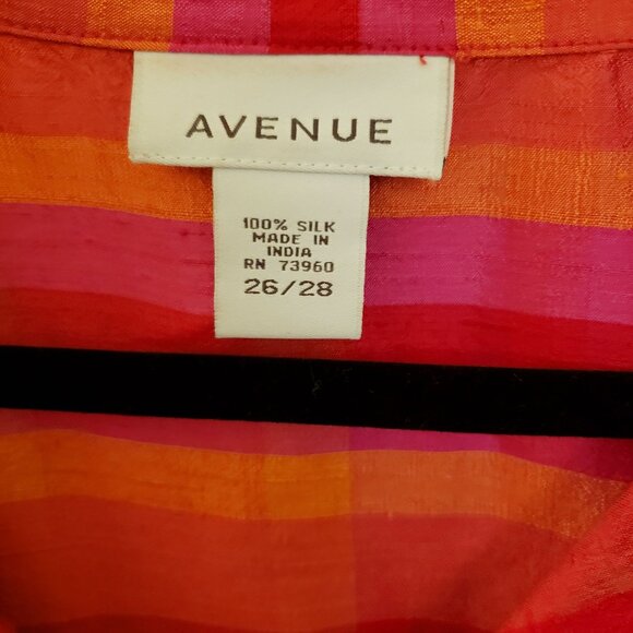 Vintage Avenue 100% Silk Striped Relaxed Fit Tunic Top Size 26/28 - Picture 7 of 11